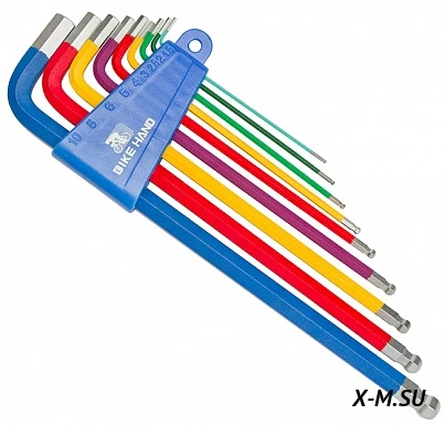 Набор цветных шестигранников YC-623-9C Bike Hand 1,5/2/2,5/3/4/5/6/8/10 мм Набор цветных шестигранников YC-623-9C Bike Hand 1,5/2/2,5/3/4/5/6/8/10 мм