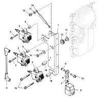 Катушка зажигания, S/N-USA-0T980000/BEL-0P325500 и выше 4-Х ТАКТНОГО ПЛМ MERCURY 40 Серийный номер от 0T409000 до 1B226999