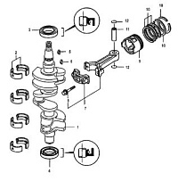Коленвал, поршни и шатуны 4-Х ТАКТНОГО ПЛМ MERCURY 30 Серийный номер от 0R106999 и выше
